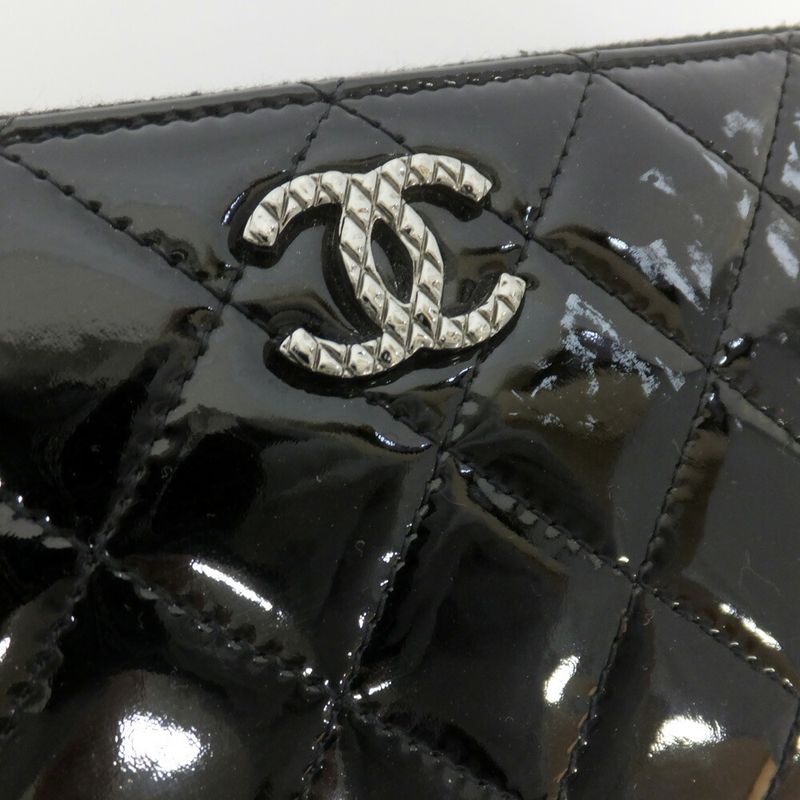 CHANEL Long Wallet Matelasse Round Zipper-black Silver-hardware