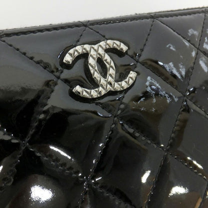 CHANEL Long Wallet Matelasse Round Zipper-black Silver-hardware