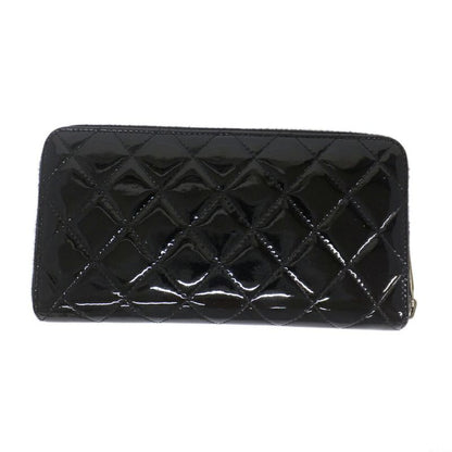 CHANEL Long Wallet Matelasse Round Zipper-black Silver-hardware