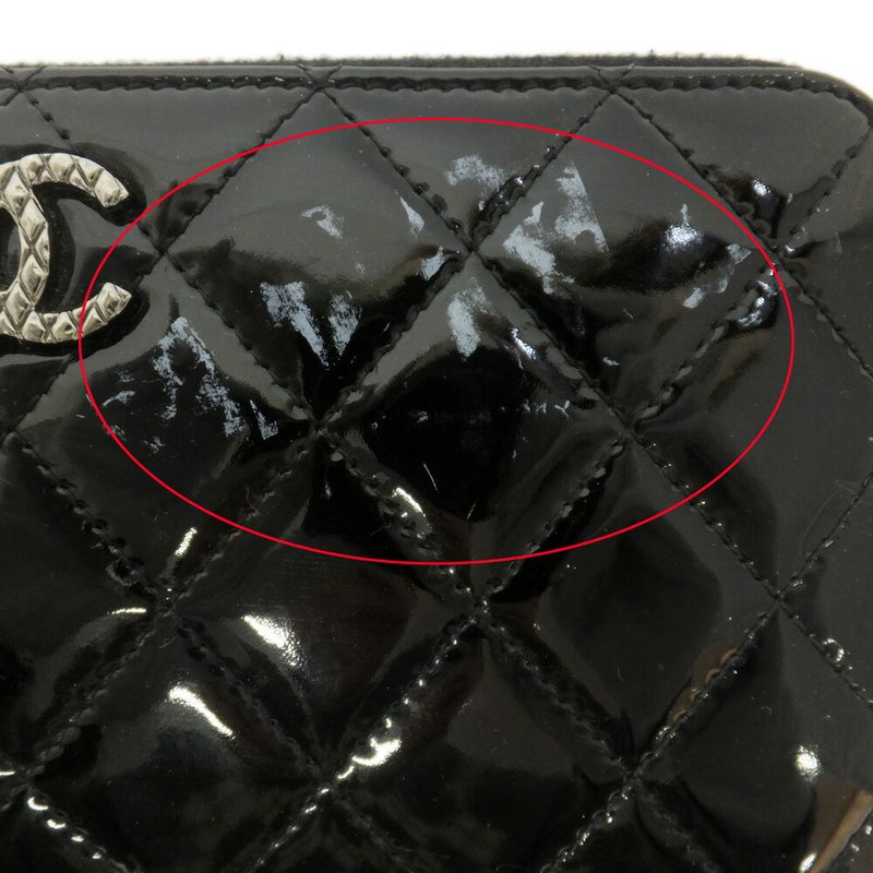 CHANEL Long Wallet Matelasse Round Zipper-black Silver-hardware