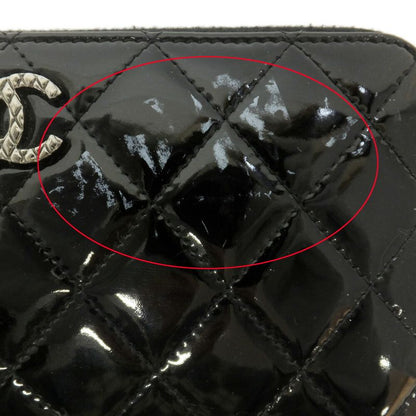 CHANEL Long Wallet Matelasse Round Zipper-black Silver-hardware