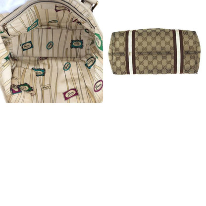 GUCCI Sherry Line Beige Brown Gold Hardware GG Canvas Leather 137396 Tote Bag