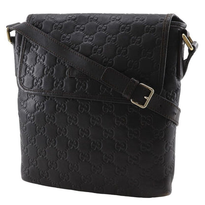 GUCCI GG 223666 Shima Leather Brown Unisex Shoulder Bag