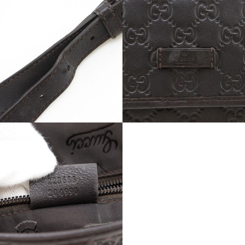 GUCCI GG 223666 Shima Leather Brown Unisex Shoulder Bag