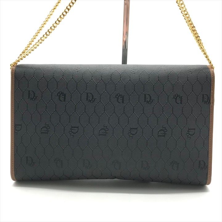 Dior Chain Shoulder Bag Clutch Vintage Leather Black