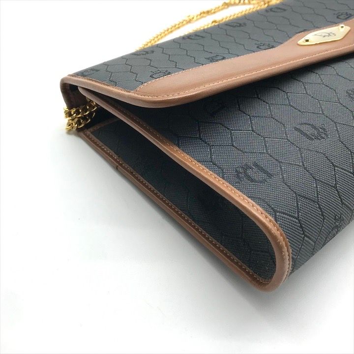 Dior Chain Shoulder Bag Clutch Vintage Leather Black