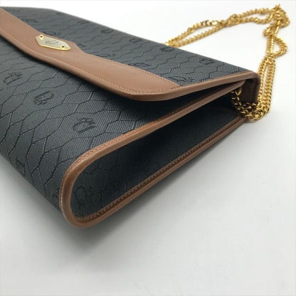 Dior Chain Shoulder Bag Clutch Vintage Leather Black