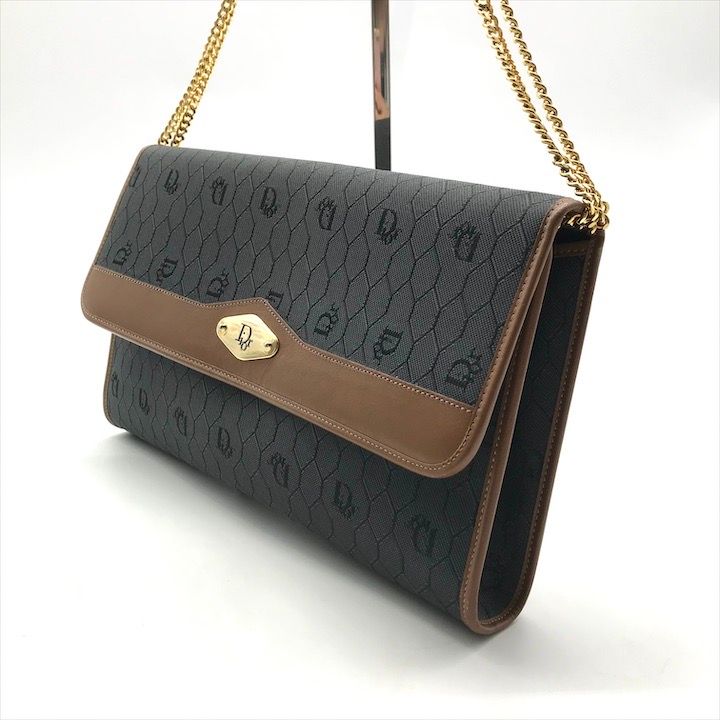 Dior Chain Shoulder Bag Clutch Vintage Leather Black