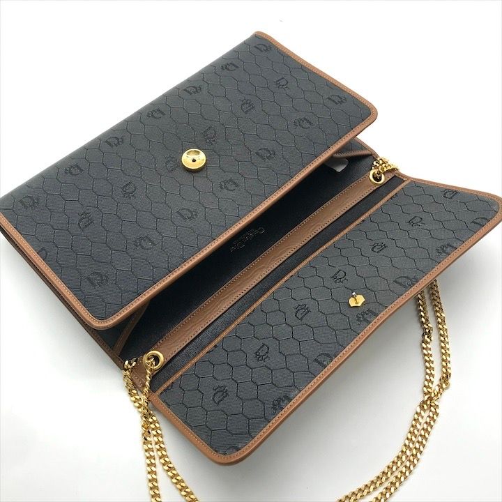 Dior Chain Shoulder Bag Clutch Vintage Leather Black