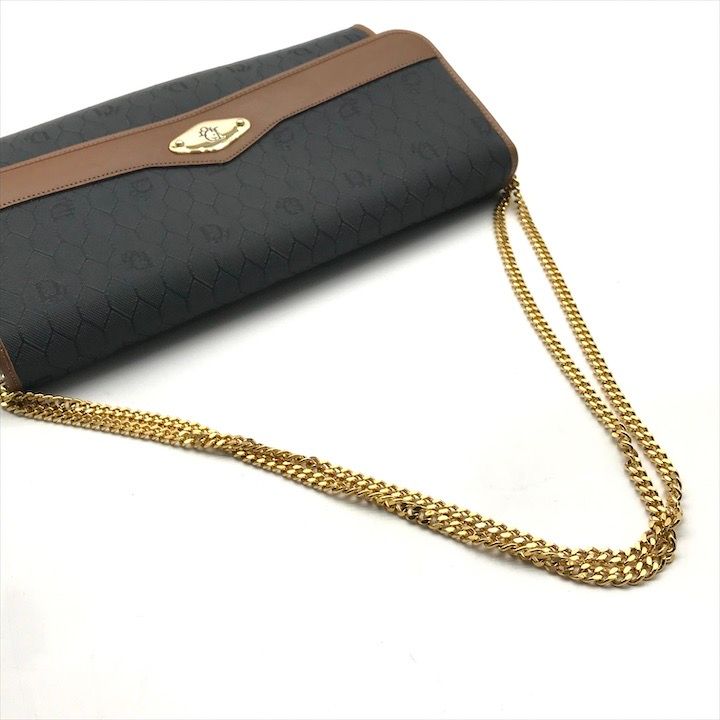 Dior Chain Shoulder Bag Clutch Vintage Leather Black