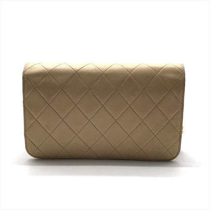 Chanel CC Logo Mini Quilted Push Lock Chain Shoulder Bag Beige Lambskin