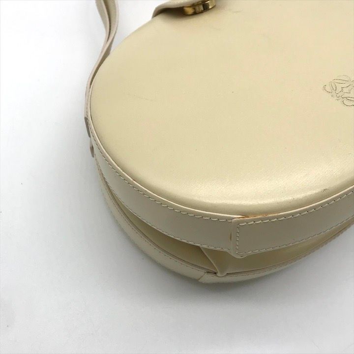 Loewe Vintage Anagram Mini Round Hand Bag Leather Beige Bag