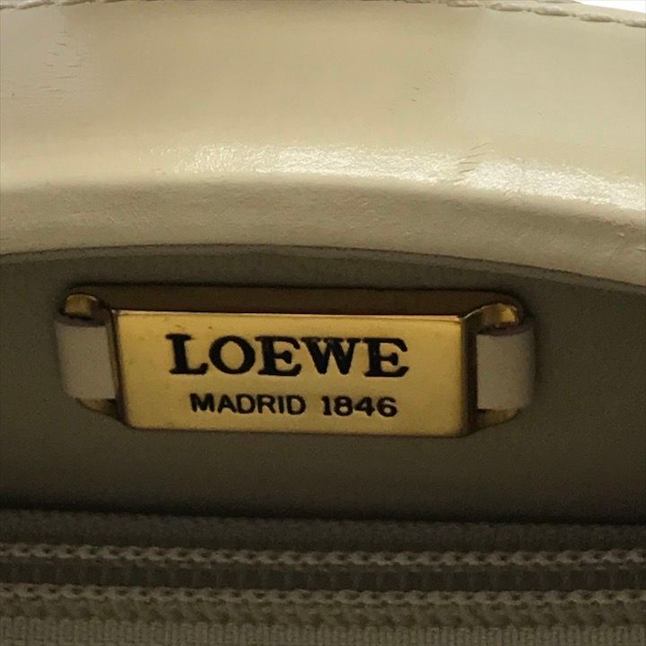 Loewe Vintage Anagram Mini Round Hand Bag Leather Beige Bag