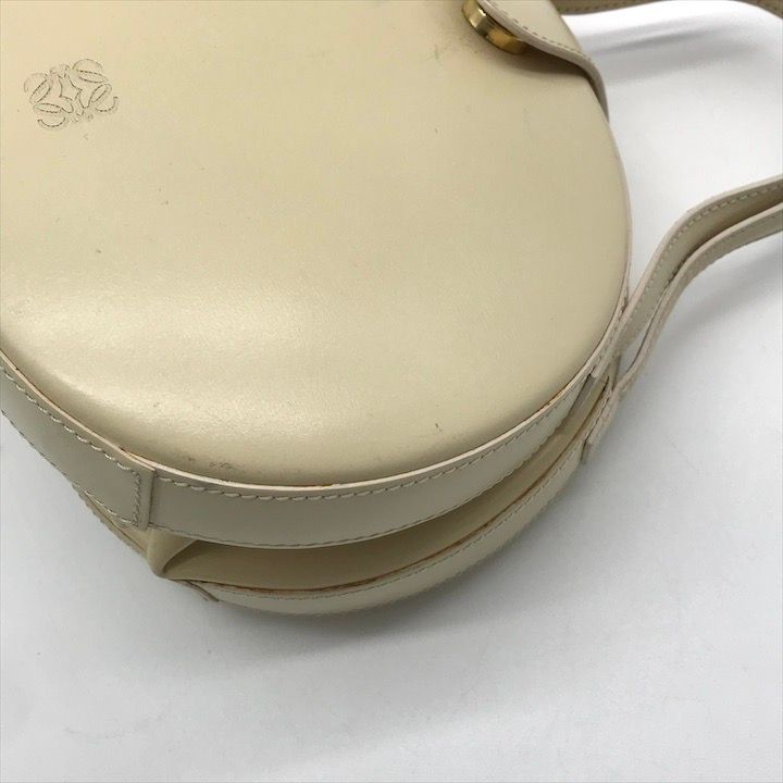 Loewe Vintage Anagram Mini Round Hand Bag Leather Beige Bag