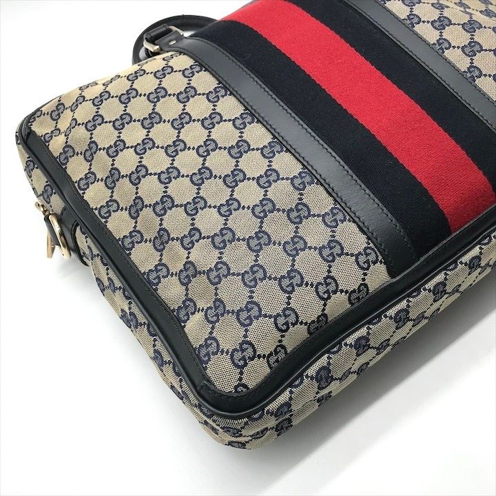 Gucci GG Canvas Business Bag 2-Way Bag Sherry Line Navy Bag