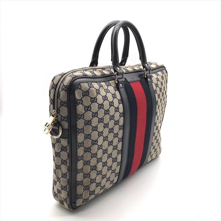 Gucci GG Canvas Business Bag 2-Way Bag Sherry Line Navy Bag