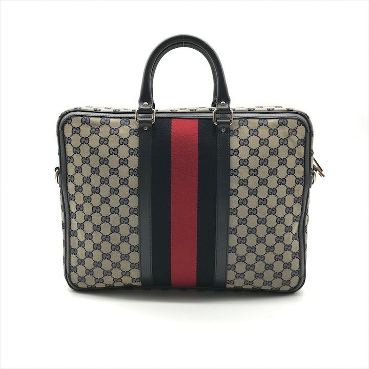 Gucci GG Canvas Business Bag 2-Way Bag Sherry Line Navy Bag