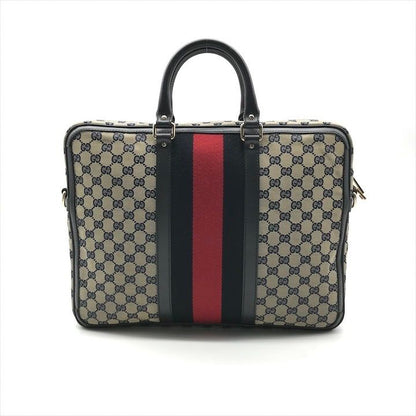 Gucci GG Canvas Business Bag 2-Way Bag Sherry Line Navy Bag