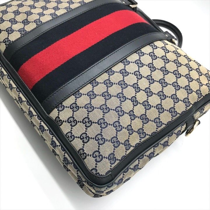 Gucci GG Canvas Business Bag 2-Way Bag Sherry Line Navy Bag