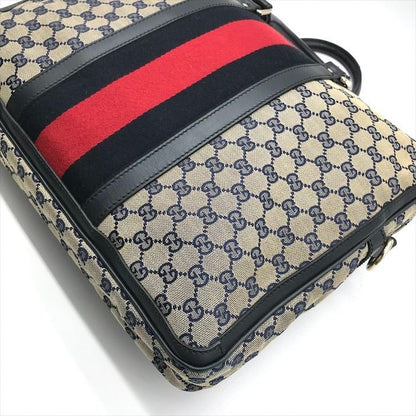 Gucci GG Canvas Business Bag 2-Way Bag Sherry Line Navy Bag