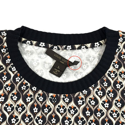 Louis Vuitton T-shirt Women's Brand Short Sleeve T-shirt Cotton Brown L Flower
