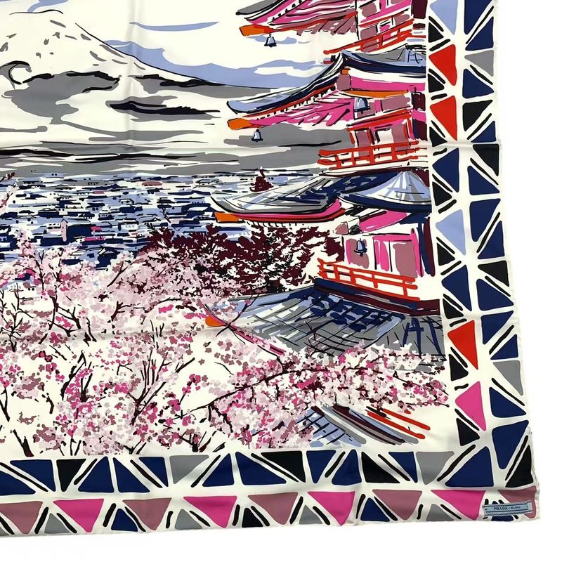 PRADA Scarf Silk Arakurayama Sengen Park Multicolor - Box Included