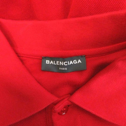BALENCIAGA 18SS Polo Shirt Cut And Sew Short Sleeve Pique Back Print Cotton Red