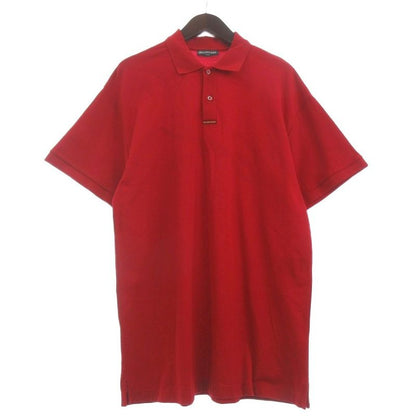 BALENCIAGA 18SS Polo Shirt Cut And Sew Short Sleeve Pique Back Print Cotton Red