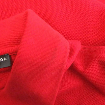 BALENCIAGA 18SS Polo Shirt Cut And Sew Short Sleeve Pique Back Print Cotton Red