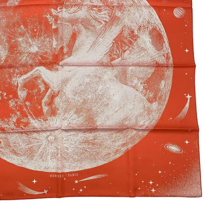 HERMES Scarf Carre 90 Silk Cles -clair De Lune Orange Box Included