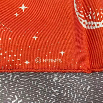 HERMES Scarf Carre 90 Silk Cles -clair De Lune Orange Box Included