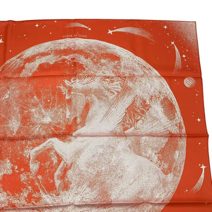 HERMES Scarf Carre 90 Silk Cles -clair De Lune Orange Box Included