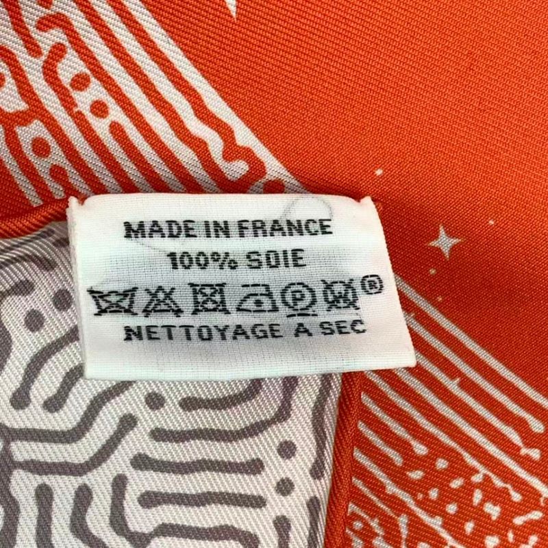 HERMES Scarf Carre 90 Silk Cles -clair De Lune Orange Box Included