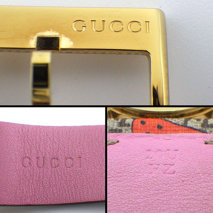 GUCCI Watch G Timeless 126.4 Beige GG Supreme Strawberry Pattern Fabric Dial GP
