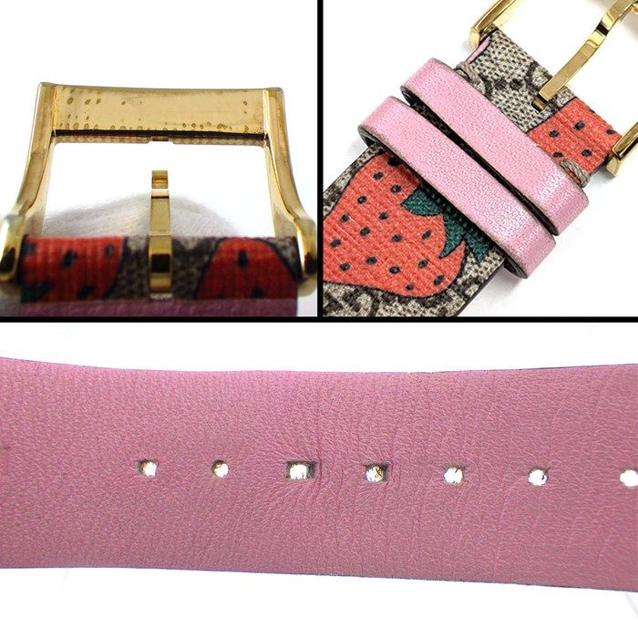 GUCCI Watch G Timeless 126.4 Beige GG Supreme Strawberry Pattern Fabric Dial GP