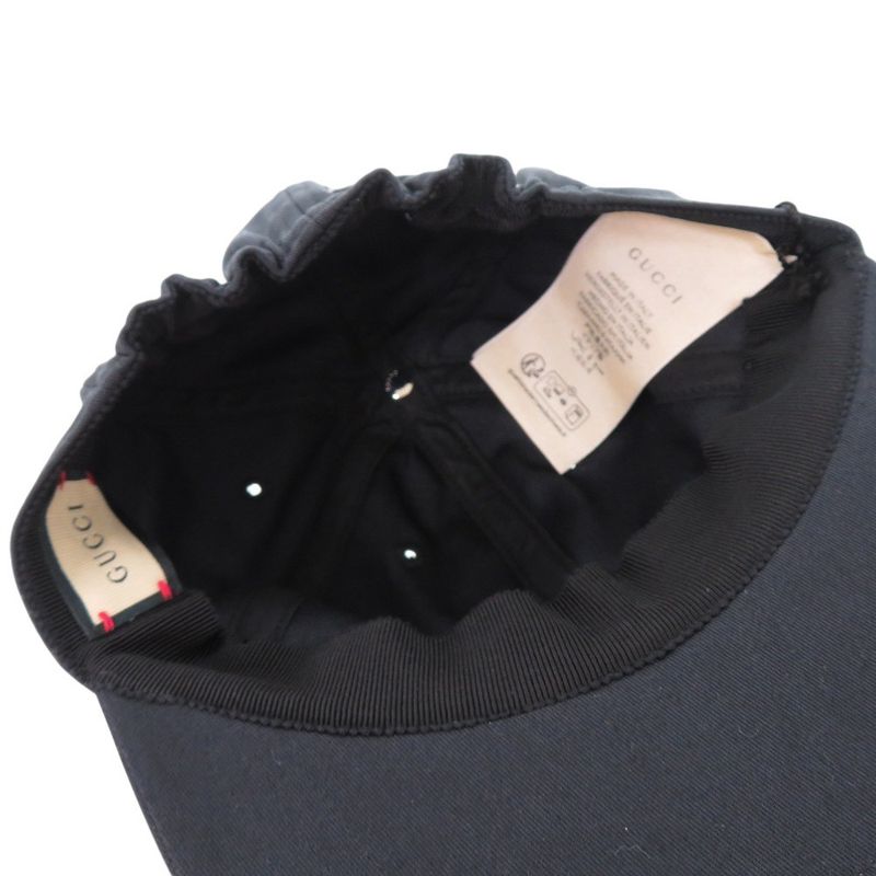 GUCCI Logo Baseball Cap 751400 Hat Cotton Black 0522 GUCCI