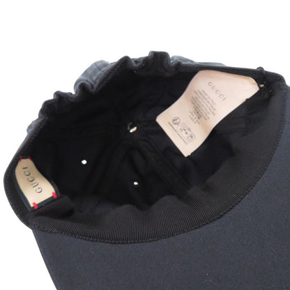 GUCCI Logo Baseball Cap 751400 Hat Cotton Black 0522 GUCCI