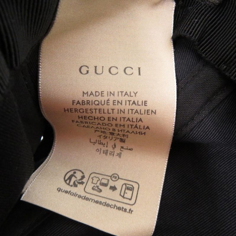 GUCCI Logo Baseball Cap 751400 Hat Cotton Black 0522 GUCCI