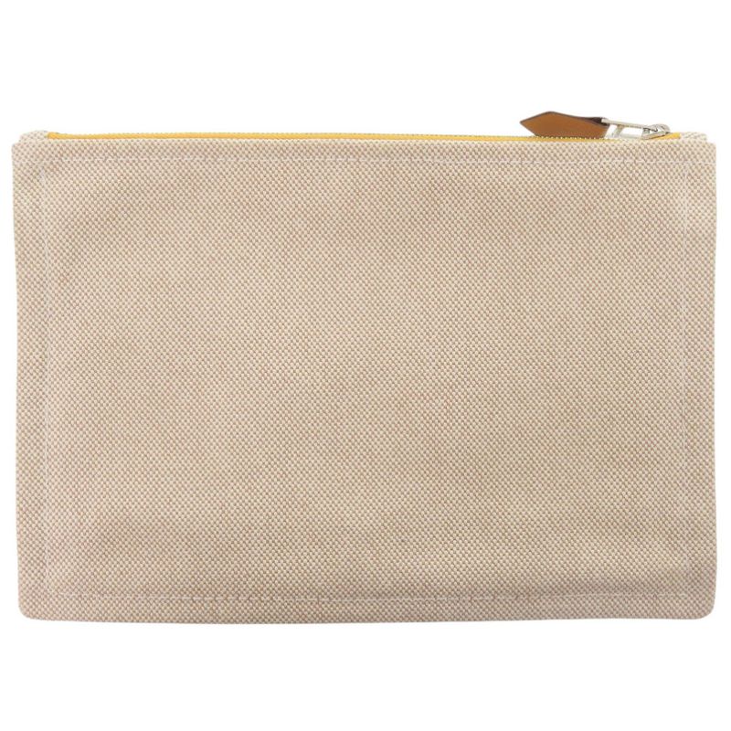 HERMES New Yachting PM Cotton Beige Pouch 0158 HERMES