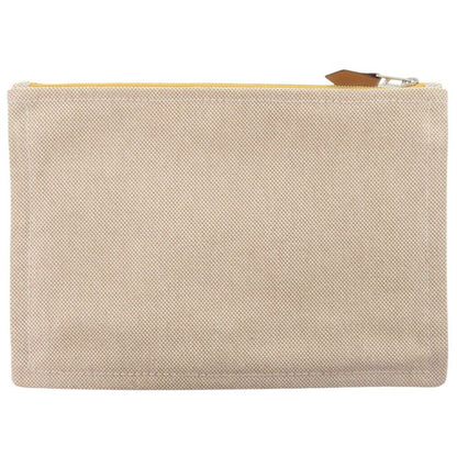 HERMES New Yachting PM Cotton Beige Pouch 0158 HERMES