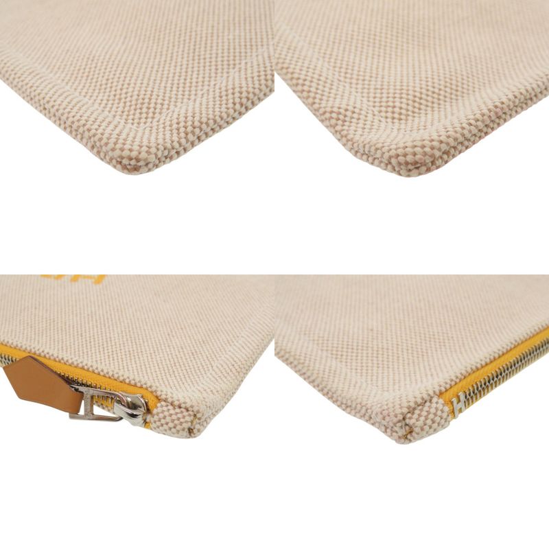 HERMES New Yachting PM Cotton Beige Pouch 0158 HERMES