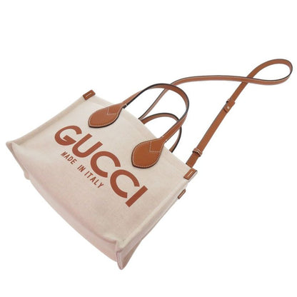 GUCCI Print Medium Tote 772144 2way Canvas Leather Beige 0852 GUCCI