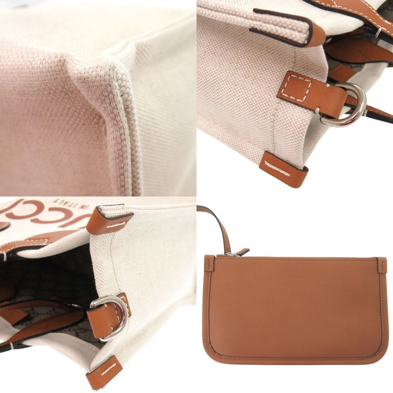 GUCCI Print Medium Tote 772144 2way Canvas Leather Beige 0852 GUCCI