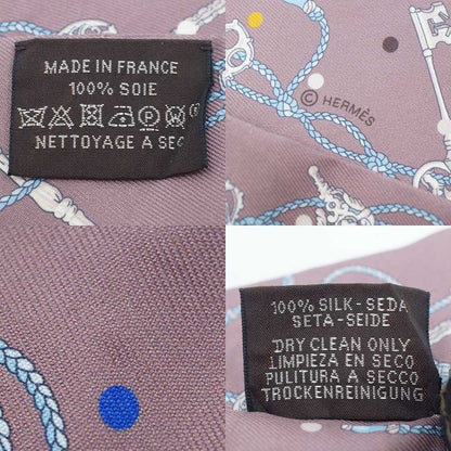 HERMES Les Cles A Pois Lecpois Twilly Scarf Ribbon 100% Silk Gray