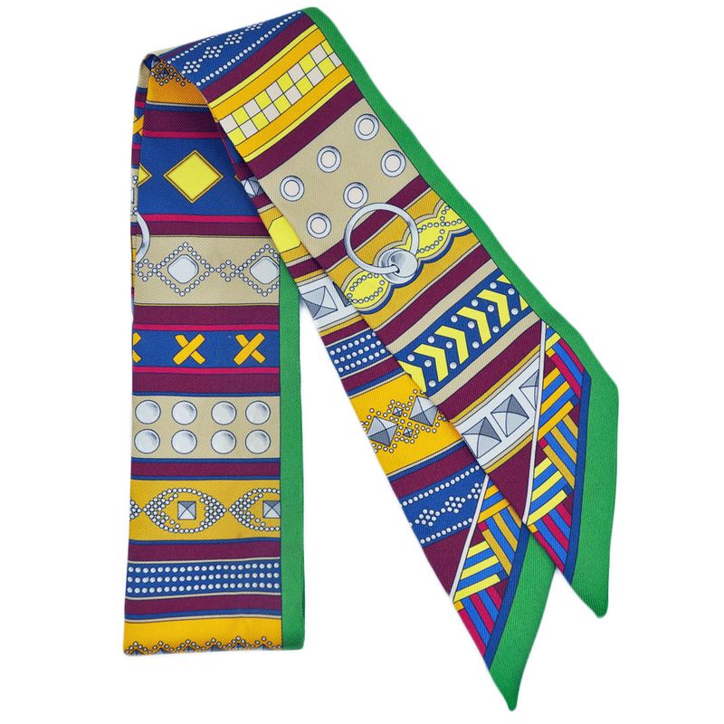 HERMES Colliers De Chiens Colliers De Chiens Twilly Scarf 100% Silk