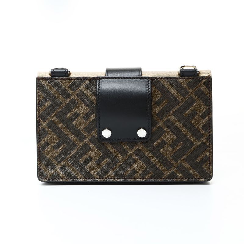 Fendi Shoulder Bag Baguette Slim Zucca Pattern Canvas