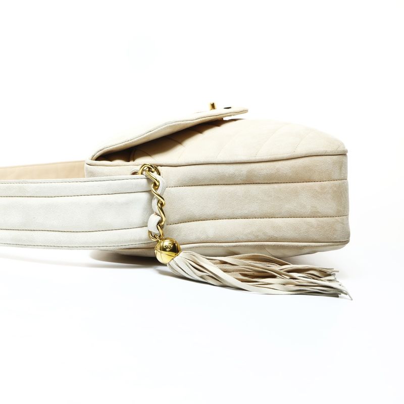 Chanel Shoulder Bag CC Logo Suede Tassel