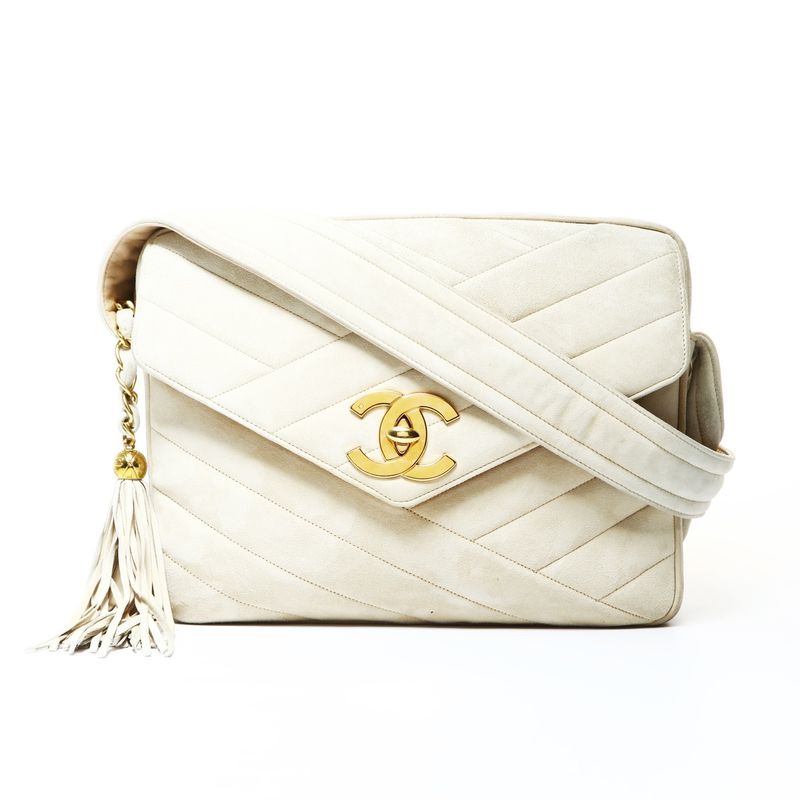 Chanel Shoulder Bag CC Logo Suede Tassel