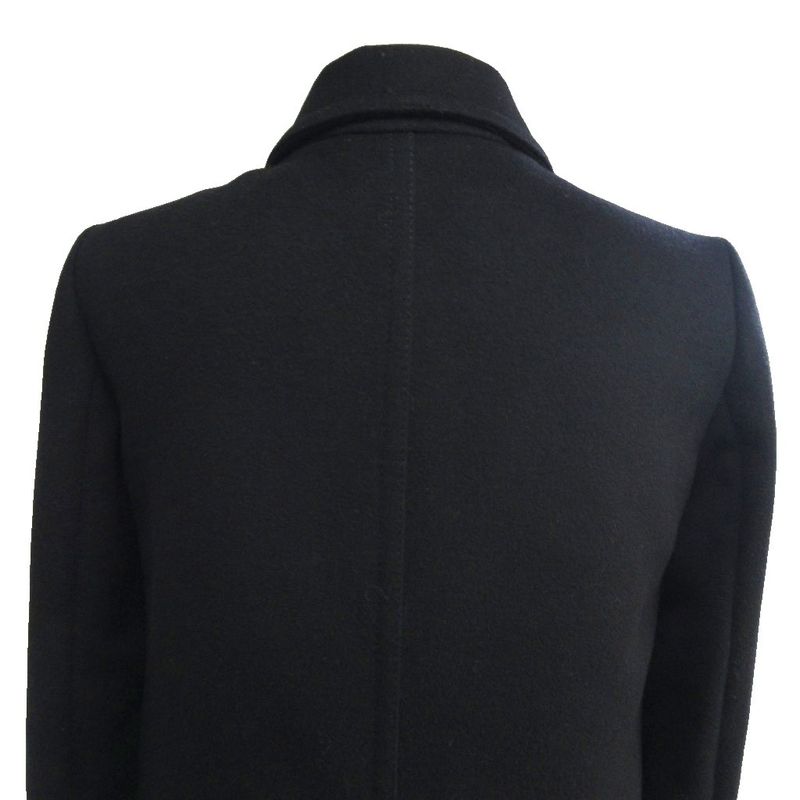 GUCCI Interlocking G GG Faux Pearl Button Long Coat Wool 38 Black - MNK4