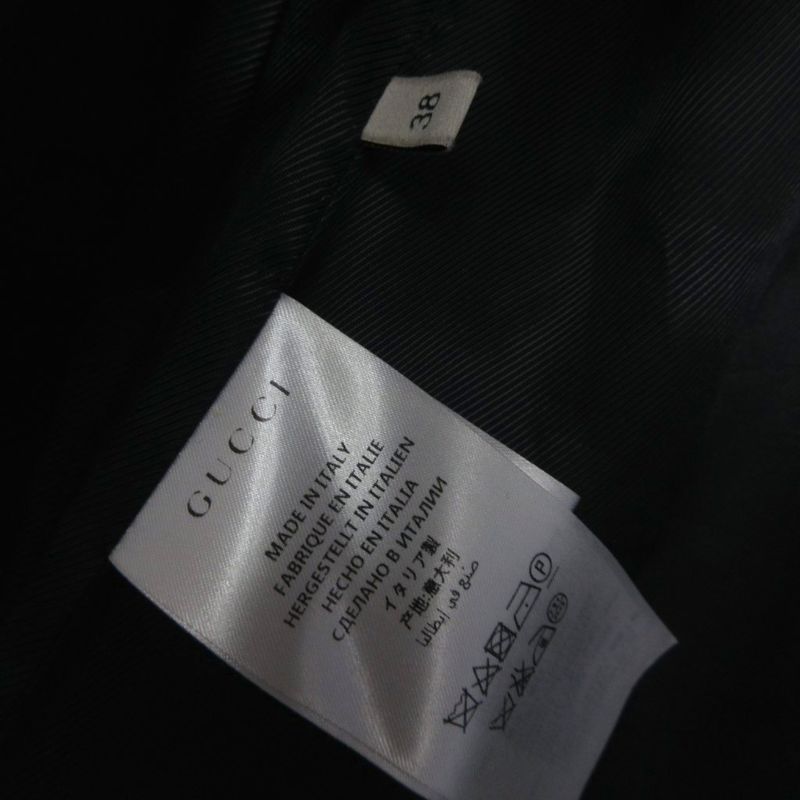 GUCCI Interlocking G GG Faux Pearl Button Long Coat Wool 38 Black - MNK4